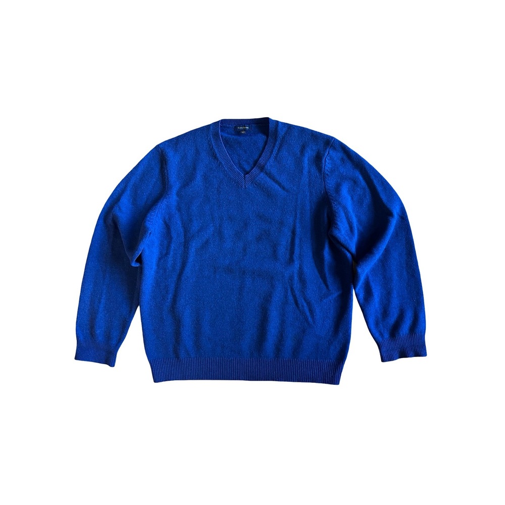 Club Room Mens Royal Blue 100% Lambswool V-Neck Sweater Size Medium Classic Knit